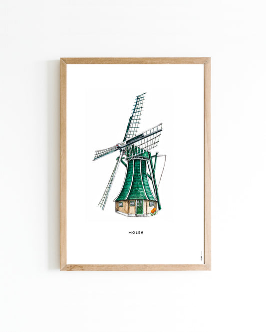 Poster Holland Molen 15x20cm